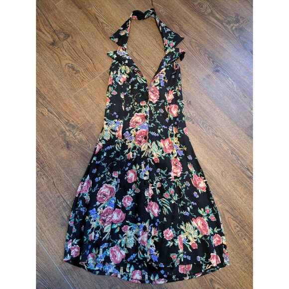 Vanessa Mooney Dress Size S Black Print Collared Dress Mini - Picture 1 of 4